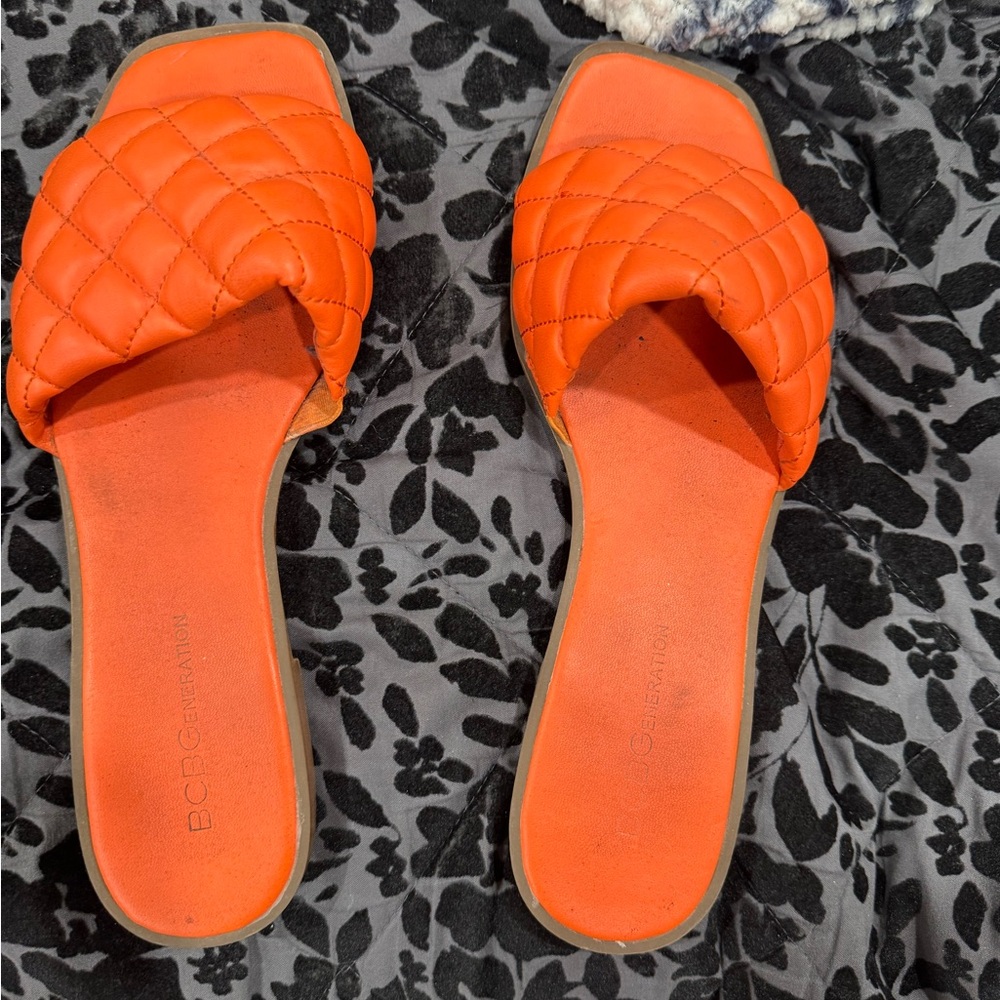 BCBGeneration Orange Quilted Sandals